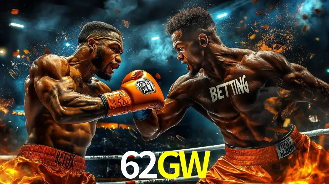 Dois boxeadores em uma luta intensa e explosiva, representando a adrenalina e as oportunidades de apostas em esportes de combate disponíveis na plataforma 62GW.